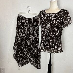 1515  R&K Originals Polka Dot Black and White Skirt Set. Sz10